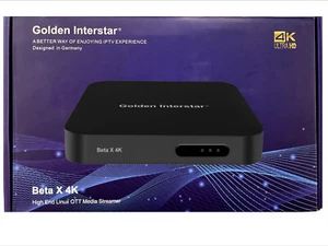 Beta X 4K IPTV-Box Linux UHD HDR Dual-WiFi HD USB IP-Receiver Golden Interstar - Bild 1 von 9