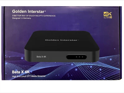 Beta X 4K IPTV-Box Linux UHD HDR Dual-WiFi HD USB IP-Receiver Golden Interstar - Bild 1 von 4