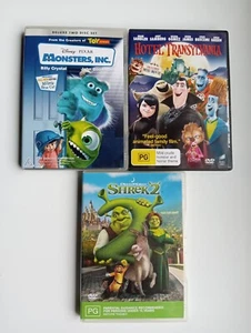 Hotel Transylvania, Monsters Inc., Shrek 2 (3 movies), very good condition. - Picture 1 of 2