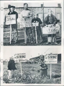 1950 Composite Switchmen Union Pickets & Children on Strike WI Press Photo - Picture 1 of 2