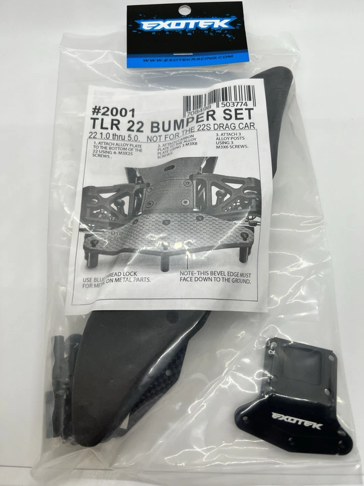Exotek Racing 2001 TLR 22 1.0-5.0 Front Drag Racing Front Bumper Set W/Foam - Image 1 of 4