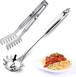 Spaghetti Spoon and Spaghetti Tong 2-Piece Set, 13-Inch Non-Stick Spaghetti Fork - Picture 1 of 7