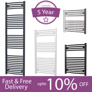 UK Radiators Towel Radiator TowelRail Curved Flat White|Chrome|Anthracite|Black - Picture 1 of 91