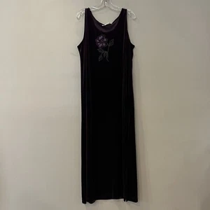 2 Pc Vintage Velvet Maxi Long Dress 16 Purple Whimsigoth Fairy Painted Flower - Bild 1 von 17