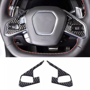 Carbon Fiber Steering Wheel Button Sticker Trim Cover For Corvette C8 2020-2024 - Bild 1 von 6