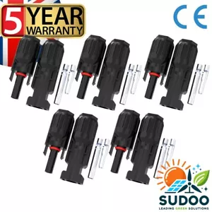 Sudoo Solar Panel Cable Connectors 5 Pairs -Waterproof Male & Female - Picture 1 of 8