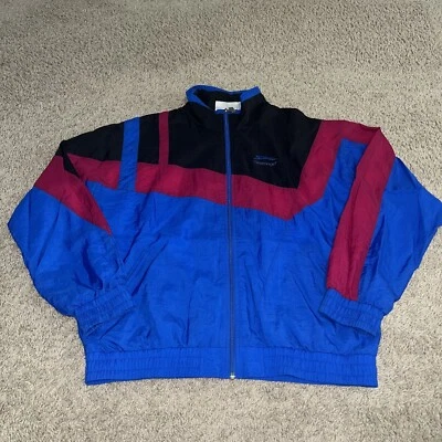 Chaqueta cortavientos Slazenger vintage grande años 90 geométrica azul cremallera Foto 1 de 4
