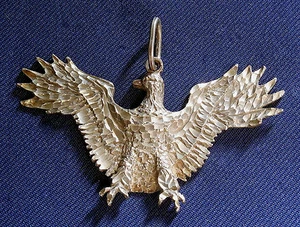 DESIGNER Cast STERLING Silver Diamond Cut Bird Flapping Wings PENDANT - Picture 1 of 2