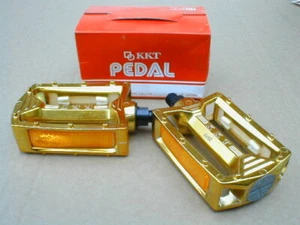  NOS BMX KKT AMX PEDALS GOLD 1/2" AXLE BOXED EARLY 80's OLD SCHOOL - Picture 1 of 5