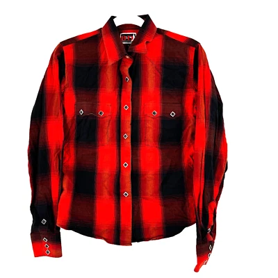 Camisa Occidental Panhandle Delgada Perla A Presión Para Mujer Pequeña Roja Negra Vaquera Rodeo Foto 1 de 4