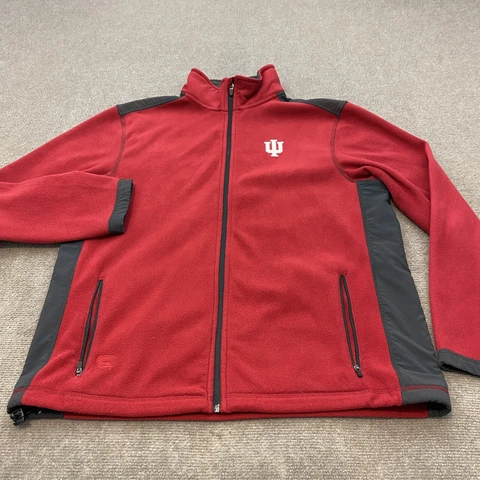 Indiana Hoosiers Jacket Mens Large Full Zip Embroidered Logo Zip Pocket Fleece Cover