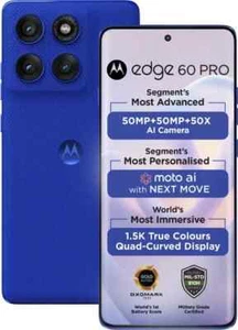 MOTOROLA Moto Edge 60 Pro 5G-Factory Unlocked Dual SIM-8GB 256GB-Dazzling Blue - Picture 1 of 16