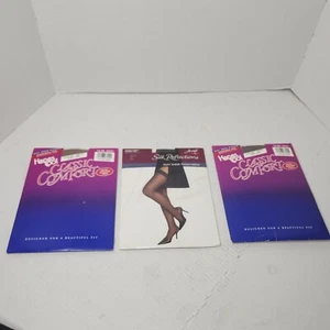 Hanes & Hanes Too Vintage Pantyhose/Thigh Highs Variety Lot 3 Pairs Size CD - Picture 1 of 6