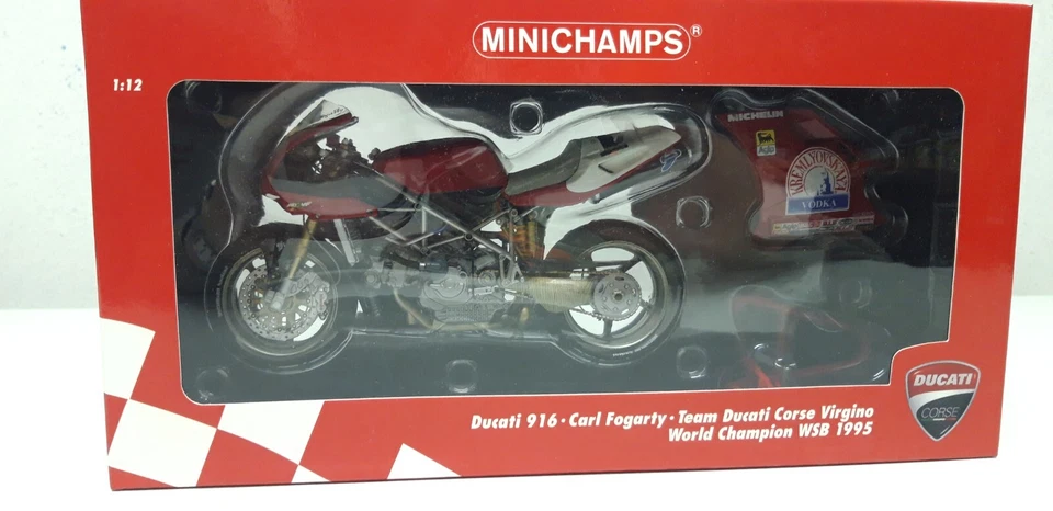 1/12 DUCATI 916  WSB 1995 World Champion - C. Fogarty - MINICHAMPS - Immagine 1 di 4
