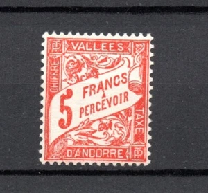 Andorra 1941 antiguo 5 francos sello postal debido (Michel P 20) bonito MLH - Imagen 1 de 2
