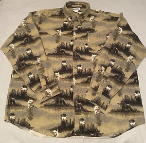 Columbia Shacket Men XL Brown Button Classic Dogs Casual Work Outdoors Shirt - Picture 1 of 22