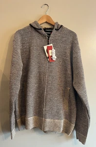 NWT CANADA Weather Gear Waffle Knit Zip Front Hoodie White Brown Plaid Lined XXL - Picture 1 of 6