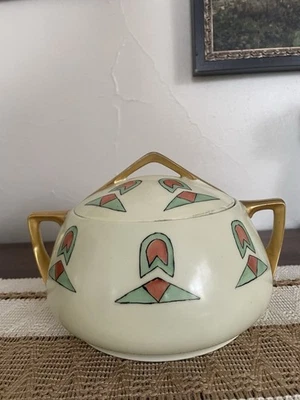 D&E.G Royal Austria Estilo Art Deco Cuenco pintado a mano con tapa años 30’s Foto 1 de 4