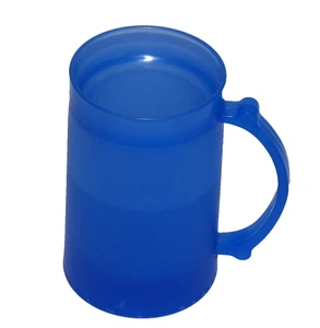 Blue 6" Double Wall Plastic Freezer Beer Soda Mugs With Handles Summer Pool - Picture 1 of 4