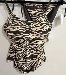 156 $ Sunsets S Tankini Oberteil & seitliche Bänder Unterteil auf der Pirsch Badeanzug braun Zebra - Bild 1 von 18
