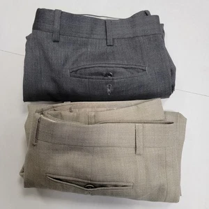 Lot of 2 ZANELLA Men Bennett Italy Wool Pleat Dress Pant Trouser 36x30 - Picture 1 of 17