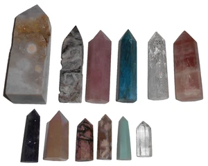 BUNDLE LOT CRYSTAL PALM STONE QUARTZ PYRAMID SHAPE TALL GEMSTONES GEMS JEWELERY - Picture 1 of 8