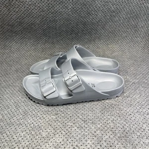 Birkenstock Arizona Silver Rubber Sandals Size 10 Women’s - Picture 1 of 8