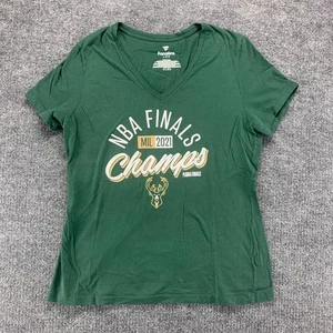 Milwaukee Bucks Shirt Womens Large Green NBA Finals Champs Fanatics Basketball - Picture 1 of 13