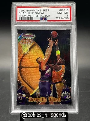 SHAQUILLE O'NEAL 1997 Bowman's Best 🔥PREVIEW - REFRACTOR🔥 #BBP10 PSA 8 NM-MT - Image 1 of 4