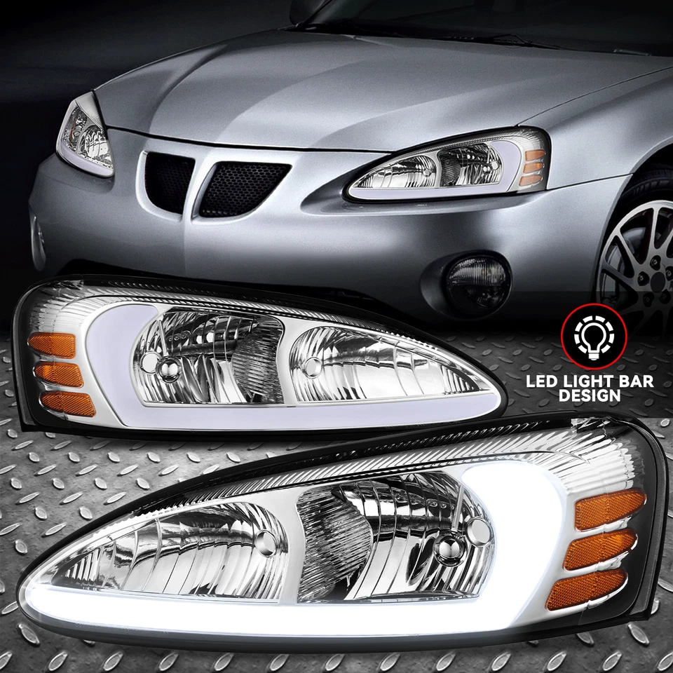 [LED DRL] Para 04-08 Pontiac Grand Prix Cromo Ámbar Faros Esquineros Faros Par Foto 1 de 4