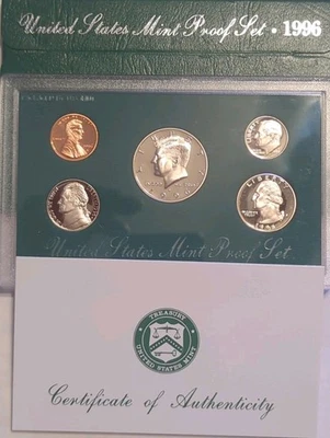 1996 S PROOF Set in Original Box US Mint with COA (5 Coin Set) - Image 1 of 2