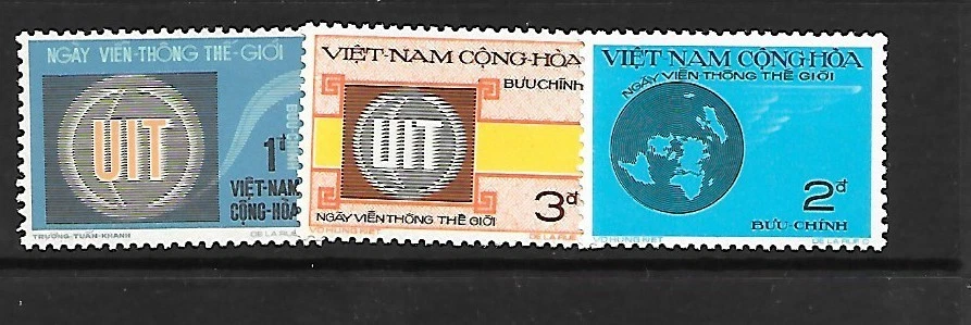 SOUTH VIETNAM Sc 454-6 NH ISSUE OF 1973 - ITU - Image 1 of 1