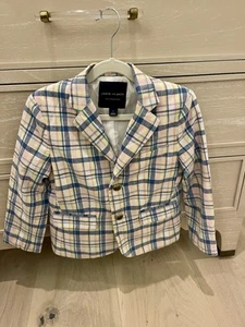 Janie and Jack Blazer Youth Boys 5 Easter Egg Plaid Linen Blend Sport Suit Coat - Picture 1 of 10
