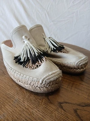 Rag & Bone Size 9.5 Womens Espadrilles Suede Tassel Slip-On Loafers - Imagem 1 de 4