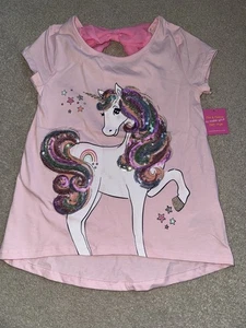 Isaac Mizrahi Unicorn T-shirt, pink glitter Girls 7-8 Y Sequin new - Picture 1 of 5