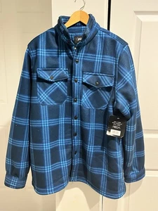 berkley jensen Sherpa Bonded Fleece Shirt Jacket Men's Size XL NWT Blue Plaid - Picture 1 of 10
