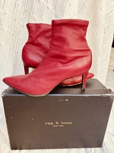 Stivaletti stivaletti Rag And Bone Paige in pelle rossa con zip misura 36,5 US 6,5 - Foto 1 di 8