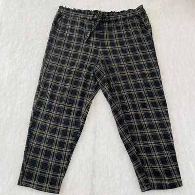 Torrid Womens Black Plaid Ponte High Rise Tie Waist Paperbag Pants Size US 2X - Image 1 of 4
