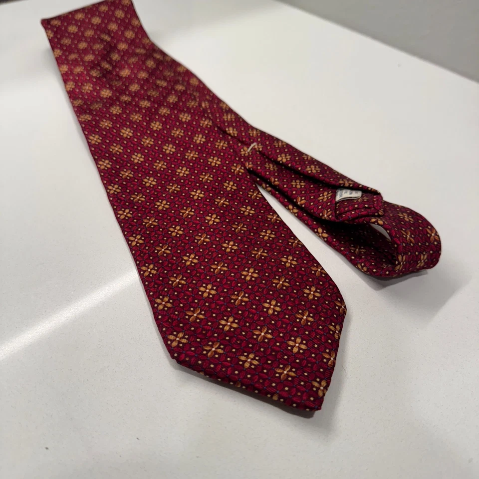 Corbata formal John W Nordstrom roja geométrica floral hecha en EE. UU. 100 % seda Foto 1 de 4