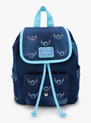 Loungefly Disney Lilo & Stitch Embroidered Denim Mini Backpack New with Tags - Image 1 of 4