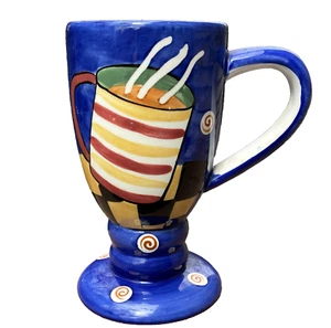 Cardinal JAZZ CAFE Ceramic Blue Coffee Mug Hand Painted - Picture 1 of 7
