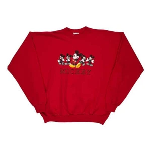 Mickey Mouse Disney Cartoon Sweatshirt - XL Red Cotton - Picture 1 of 7