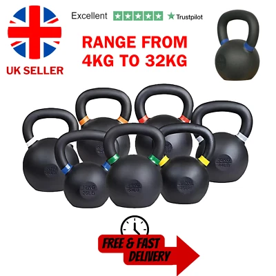 Exersci Pulverbeschichtete Kettlebells Gusseisen Fitness Kraft Gewicht 4 - 32 kg