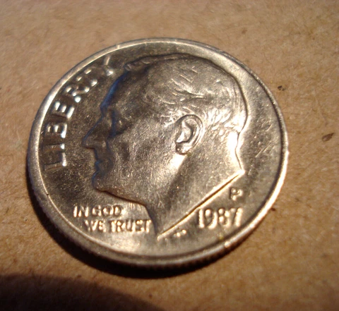 1987-P Roosevelt 10 Cent Dime MISSING "M" from "DIME" Error ID:T20979 Cover