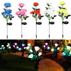 Outdoor Realistic Solar Powered Rose Lights 5heads Waterproof Flower Stake 