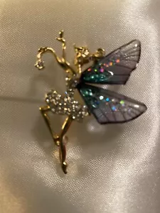 Spilla fata cristallo spilla brillantini strass oro bellissimi gioielli - Foto 1 di 5