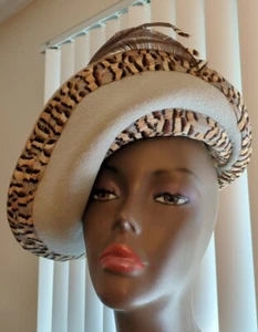 Vintage Jack McConnell Light Gray Felt Feathered Hat - Picture 1 of 12
