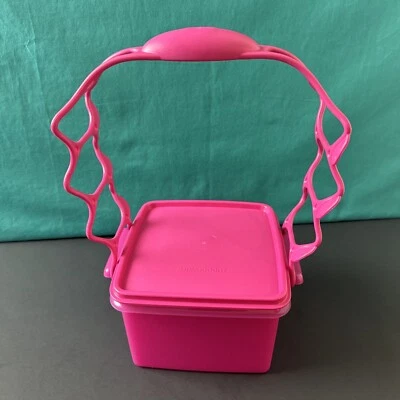 Cuarteto Tupperware con asa color rosa Fiusha brillante llevar todo 1,8 L / 8 tazas Foto 1 de 2