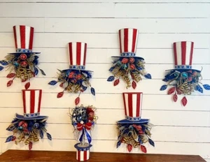 Rare Pier One Patriotic Hat Wreath. Americana 4th Of July Capiz Shell Glitter - Picture 1 of 7