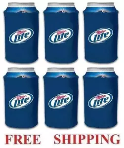 MILLER LITE 6 BEER CAN COOLERS KOOZIE COOLIE HUGGIE COOZIE NEW - Picture 1 of 1
